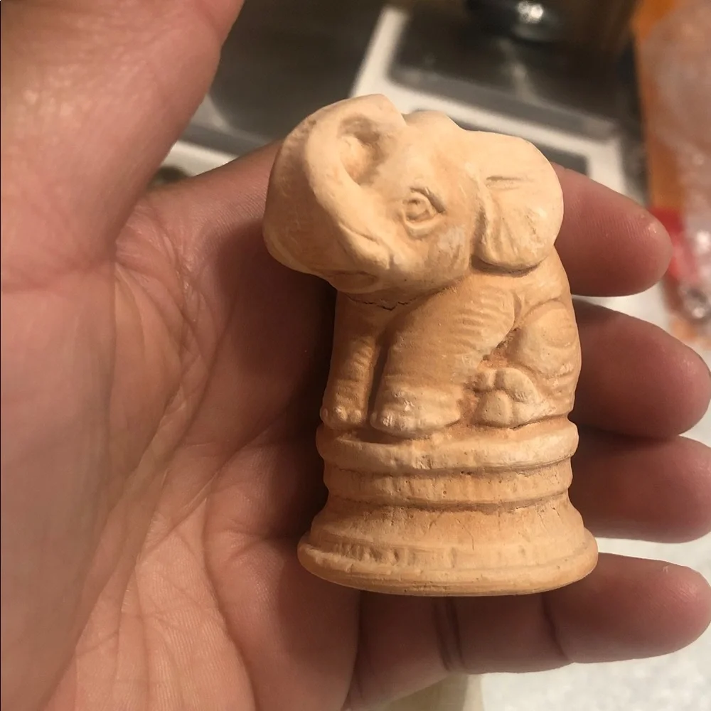 Vintage Mini Elephant Figurine Set in Beige, Cream, Brown and Blue